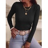 image:imageANRABESS Long Sleeve Shirts for Women Slim Fit Top  Crew Neck Lightweight SweatersCozy Knit PulloverFall OutfitsCasual Basic TeeOffice Travel Winter Layering ClothingBlack
