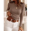 image:imageANRABESS Long Sleeve Shirts for Women Slim Fit Top  Crew Neck Lightweight SweatersCozy Knit PulloverFall OutfitsCasual Basic TeeOffice Travel Winter Layering ClothingBrown