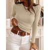 image:imageANRABESS Long Sleeve Shirts for Women Slim Fit Top  Crew Neck Lightweight SweatersCozy Knit PulloverFall OutfitsCasual Basic TeeOffice Travel Winter Layering ClothingAlmond