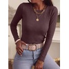 image:imageANRABESS Long Sleeve Shirts for Women Slim Fit Top  Crew Neck Lightweight SweatersCozy Knit PulloverFall OutfitsCasual Basic TeeOffice Travel Winter Layering ClothingDark Red