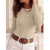 image:imageANRABESS Long Sleeve Shirts for Women Slim Fit Top  Crew Neck Lightweight SweatersCozy Knit PulloverFall OutfitsCasual Basic TeeOffice Travel Winter Layering ClothingAlmond