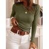 image:imageANRABESS Long Sleeve Shirts for Women Slim Fit Top  Crew Neck Lightweight SweatersCozy Knit PulloverFall OutfitsCasual Basic TeeOffice Travel Winter Layering ClothingArmy Green