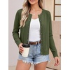 image:imageANRABESS Women Lightweight Button Down Cardigan Sweaters  Long Sleeve Crew Neck Scalloped TrimSummer Soft Knit Work Business Casual Outfits 2026 Fall Trendy Travel OutingsArmy Green