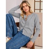 image:imageANRABESS Women Lightweight Button Down Cardigan Sweaters  Long Sleeve Crew Neck Scalloped TrimSummer Soft Knit Work Business Casual Outfits 2026 Fall Trendy Travel OutingsGrey