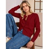 image:imageANRABESS Women Lightweight Button Down Cardigan Sweaters  Long Sleeve Crew Neck Scalloped TrimSummer Soft Knit Work Business Casual Outfits 2026 Fall Trendy Travel OutingsRed