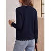 image:imageANRABESS Women Lightweight Button Down Cardigan Sweaters  Long Sleeve Crew Neck Scalloped TrimSummer Soft Knit Work Business Casual Outfits 2026 Fall Trendy Travel OutingsNavy Blue