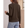 image:imageANRABESS Women Lightweight Button Down Cardigan Sweaters  Long Sleeve Crew Neck Scalloped TrimSummer Soft Knit Work Business Casual Outfits 2026 Fall Trendy Travel OutingsBrown