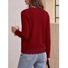 image:imageANRABESS Women Lightweight Button Down Cardigan Sweaters  Long Sleeve Crew Neck Scalloped TrimSummer Soft Knit Work Business Casual Outfits 2026 Fall Trendy Travel OutingsRed
