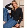 image:imageANRABESS Women Lightweight Button Down Cardigan Sweaters  Long Sleeve Crew Neck Scalloped TrimSummer Soft Knit Work Business Casual Outfits 2026 Fall Trendy Travel OutingsBlack