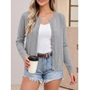 image:imageANRABESS Women Lightweight Button Down Cardigan Sweaters  Long Sleeve Crew Neck Scalloped TrimSummer Soft Knit Work Business Casual Outfits 2026 Fall Trendy Travel OutingsGrey