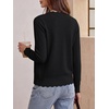 image:imageANRABESS Women Lightweight Button Down Cardigan Sweaters  Long Sleeve Crew Neck Scalloped TrimSummer Soft Knit Work Business Casual Outfits 2026 Fall Trendy Travel OutingsBlack