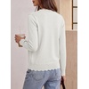 image:imageANRABESS Women Lightweight Button Down Cardigan Sweaters  Long Sleeve Crew Neck Scalloped TrimSummer Soft Knit Work Business Casual Outfits 2026 Fall Trendy Travel OutingsWhite