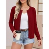 image:imageANRABESS Women Lightweight Button Down Cardigan Sweaters  Long Sleeve Crew Neck Scalloped TrimSummer Soft Knit Work Business Casual Outfits 2026 Fall Trendy Travel OutingsRed
