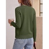 image:imageANRABESS Women Lightweight Button Down Cardigan Sweaters  Long Sleeve Crew Neck Scalloped TrimSummer Soft Knit Work Business Casual Outfits 2026 Fall Trendy Travel OutingsArmy Green