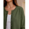 image:imageANRABESS Women Lightweight Button Down Cardigan Sweaters  Long Sleeve Crew Neck Scalloped TrimSummer Soft Knit Work Business Casual Outfits 2026 Fall Trendy Travel OutingsArmy Green
