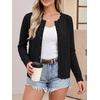 image:imageANRABESS Women Lightweight Button Down Cardigan Sweaters  Long Sleeve Crew Neck Scalloped TrimSummer Soft Knit Work Business Casual Outfits 2026 Fall Trendy Travel OutingsBlack