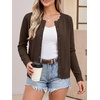image:imageANRABESS Women Lightweight Button Down Cardigan Sweaters  Long Sleeve Crew Neck Scalloped TrimSummer Soft Knit Work Business Casual Outfits 2026 Fall Trendy Travel OutingsBrown