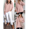 image:imageANRABESS Women Long Sleeve Quarter Zip Pullover Fall Sweater  Collared Lapel V Neck ShirtsSoft Ribbed Knit Top for LeggingsWork Business Casual OutfitsTravel Vacation ClothingPink