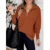 image:imageANRABESS Women Long Sleeve Quarter Zip Pullover Fall Sweater  Collared Lapel V Neck ShirtsSoft Ribbed Knit Top for LeggingsWork Business Casual OutfitsTravel Vacation ClothingBrown