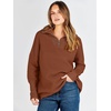 image:imageANRABESS Women Long Sleeve Quarter Zip Pullover Fall Sweater  Collared Lapel V Neck ShirtsSoft Ribbed Knit Top for LeggingsWork Business Casual OutfitsTravel Vacation ClothingCaramel