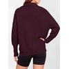 image:imageANRABESS Women Long Sleeve Quarter Zip Pullover Fall Sweater  Collared Lapel V Neck ShirtsSoft Ribbed Knit Top for LeggingsWork Business Casual OutfitsTravel Vacation ClothingWine Red