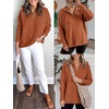 image:imageANRABESS Women Long Sleeve Quarter Zip Pullover Fall Sweater  Collared Lapel V Neck ShirtsSoft Ribbed Knit Top for LeggingsWork Business Casual OutfitsTravel Vacation ClothingOrange Rust