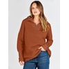 image:imageANRABESS Women Long Sleeve Quarter Zip Pullover Fall Sweater  Collared Lapel V Neck ShirtsSoft Ribbed Knit Top for LeggingsWork Business Casual OutfitsTravel Vacation ClothingBrown