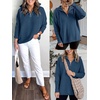 image:imageANRABESS Women Long Sleeve Quarter Zip Pullover Fall Sweater  Collared Lapel V Neck ShirtsSoft Ribbed Knit Top for LeggingsWork Business Casual OutfitsTravel Vacation ClothingDeep Blue