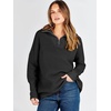 image:imageANRABESS Women Long Sleeve Quarter Zip Pullover Fall Sweater  Collared Lapel V Neck ShirtsSoft Ribbed Knit Top for LeggingsWork Business Casual OutfitsTravel Vacation ClothingBlack