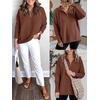 image:imageANRABESS Women Long Sleeve Quarter Zip Pullover Fall Sweater  Collared Lapel V Neck ShirtsSoft Ribbed Knit Top for LeggingsWork Business Casual OutfitsTravel Vacation ClothingBurnt Brown