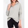 image:imageANRABESS Women Long Sleeve Quarter Zip Pullover Fall Sweater  Collared Lapel V Neck ShirtsSoft Ribbed Knit Top for LeggingsWork Business Casual OutfitsTravel Vacation ClothingGray
