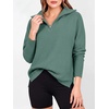 image:imageANRABESS Women Long Sleeve Quarter Zip Pullover Fall Sweater  Collared Lapel V Neck ShirtsSoft Ribbed Knit Top for LeggingsWork Business Casual OutfitsTravel Vacation ClothingGreen