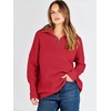 image:imageANRABESS Women Long Sleeve Quarter Zip Pullover Fall Sweater  Collared Lapel V Neck ShirtsSoft Ribbed Knit Top for LeggingsWork Business Casual OutfitsTravel Vacation ClothingRed