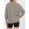 image:imageANRABESS Women Long Sleeve Quarter Zip Pullover Fall Sweater  Collared Lapel V Neck ShirtsSoft Ribbed Knit Top for LeggingsWork Business Casual OutfitsTravel Vacation ClothingGrey Khaki