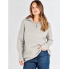 image:imageANRABESS Women Long Sleeve Quarter Zip Pullover Fall Sweater  Collared Lapel V Neck ShirtsSoft Ribbed Knit Top for LeggingsWork Business Casual OutfitsTravel Vacation ClothingGray