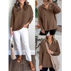 image:imageANRABESS Women Long Sleeve Quarter Zip Pullover Fall Sweater  Collared Lapel V Neck ShirtsSoft Ribbed Knit Top for LeggingsWork Business Casual OutfitsTravel Vacation ClothingAlmond