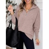 image:imageANRABESS Women Long Sleeve Quarter Zip Pullover Fall Sweater  Collared Lapel V Neck ShirtsSoft Ribbed Knit Top for LeggingsWork Business Casual OutfitsTravel Vacation ClothingCamel