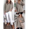 image:imageANRABESS Women Long Sleeve Quarter Zip Pullover Fall Sweater  Collared Lapel V Neck ShirtsSoft Ribbed Knit Top for LeggingsWork Business Casual OutfitsTravel Vacation ClothingGrey Khaki