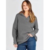image:imageANRABESS Women Long Sleeve Quarter Zip Pullover Fall Sweater  Collared Lapel V Neck ShirtsSoft Ribbed Knit Top for LeggingsWork Business Casual OutfitsTravel Vacation ClothingDark Grey