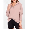 image:imageANRABESS Women Long Sleeve Quarter Zip Pullover Fall Sweater  Collared Lapel V Neck ShirtsSoft Ribbed Knit Top for LeggingsWork Business Casual OutfitsTravel Vacation ClothingPink