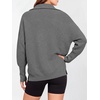 image:imageANRABESS Women Long Sleeve Quarter Zip Pullover Fall Sweater  Collared Lapel V Neck ShirtsSoft Ribbed Knit Top for LeggingsWork Business Casual OutfitsTravel Vacation ClothingDark Grey