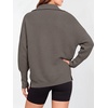 image:imageANRABESS Women Long Sleeve Quarter Zip Pullover Fall Sweater  Collared Lapel V Neck ShirtsSoft Ribbed Knit Top for LeggingsWork Business Casual OutfitsTravel Vacation ClothingGray Coffee