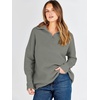 image:imageANRABESS Women Long Sleeve Quarter Zip Pullover Fall Sweater  Collared Lapel V Neck ShirtsSoft Ribbed Knit Top for LeggingsWork Business Casual OutfitsTravel Vacation ClothingGrey Grass Green