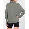 image:imageANRABESS Women Long Sleeve Quarter Zip Pullover Fall Sweater  Collared Lapel V Neck ShirtsSoft Ribbed Knit Top for LeggingsWork Business Casual OutfitsTravel Vacation ClothingGrey Grass Green