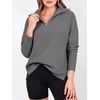 image:imageANRABESS Women Long Sleeve Quarter Zip Pullover Fall Sweater  Collared Lapel V Neck ShirtsSoft Ribbed Knit Top for LeggingsWork Business Casual OutfitsTravel Vacation ClothingDark Grey