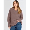 image:imageANRABESS Women Long Sleeve Quarter Zip Pullover Fall Sweater  Collared Lapel V Neck ShirtsSoft Ribbed Knit Top for LeggingsWork Business Casual OutfitsTravel Vacation ClothingNutmeg