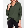 image:imageANRABESS Women Long Sleeve Quarter Zip Pullover Fall Sweater  Collared Lapel V Neck ShirtsSoft Ribbed Knit Top for LeggingsWork Business Casual OutfitsTravel Vacation ClothingArmy Green