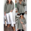 image:imageANRABESS Women Long Sleeve Quarter Zip Pullover Fall Sweater  Collared Lapel V Neck ShirtsSoft Ribbed Knit Top for LeggingsWork Business Casual OutfitsTravel Vacation ClothingGrey Grass Green