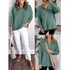 image:imageANRABESS Women Long Sleeve Quarter Zip Pullover Fall Sweater  Collared Lapel V Neck ShirtsSoft Ribbed Knit Top for LeggingsWork Business Casual OutfitsTravel Vacation ClothingGreen