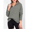 image:imageANRABESS Women Long Sleeve Quarter Zip Pullover Fall Sweater  Collared Lapel V Neck ShirtsSoft Ribbed Knit Top for LeggingsWork Business Casual OutfitsTravel Vacation ClothingGrey Grass Green